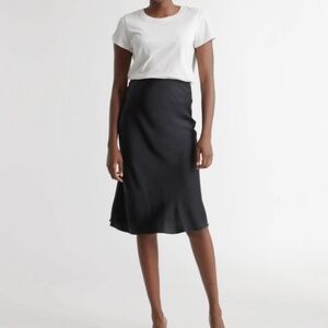 Quince 100% Washable Silk Midi Skirt in Black